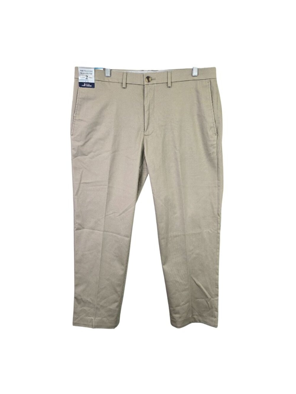 Mens Hagger Khaki Beige Straight Fit Pants Iron Free Cotton Blend Size 36X29